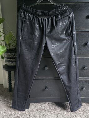 adidas Black All-Over Logo Sweatpants for Men